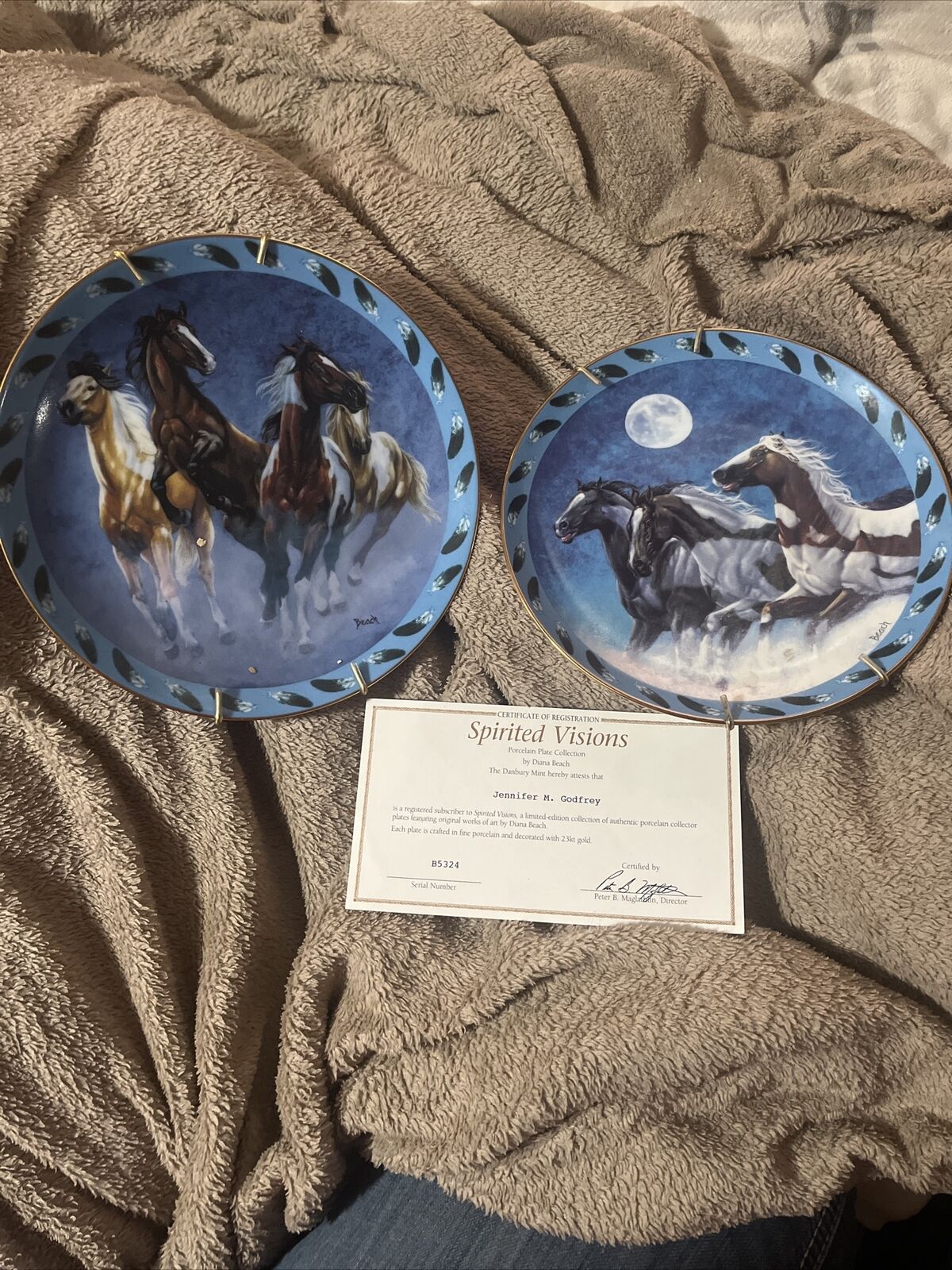 Danbury Mint Collectible Horse Plate Features 2 Vtg 8\