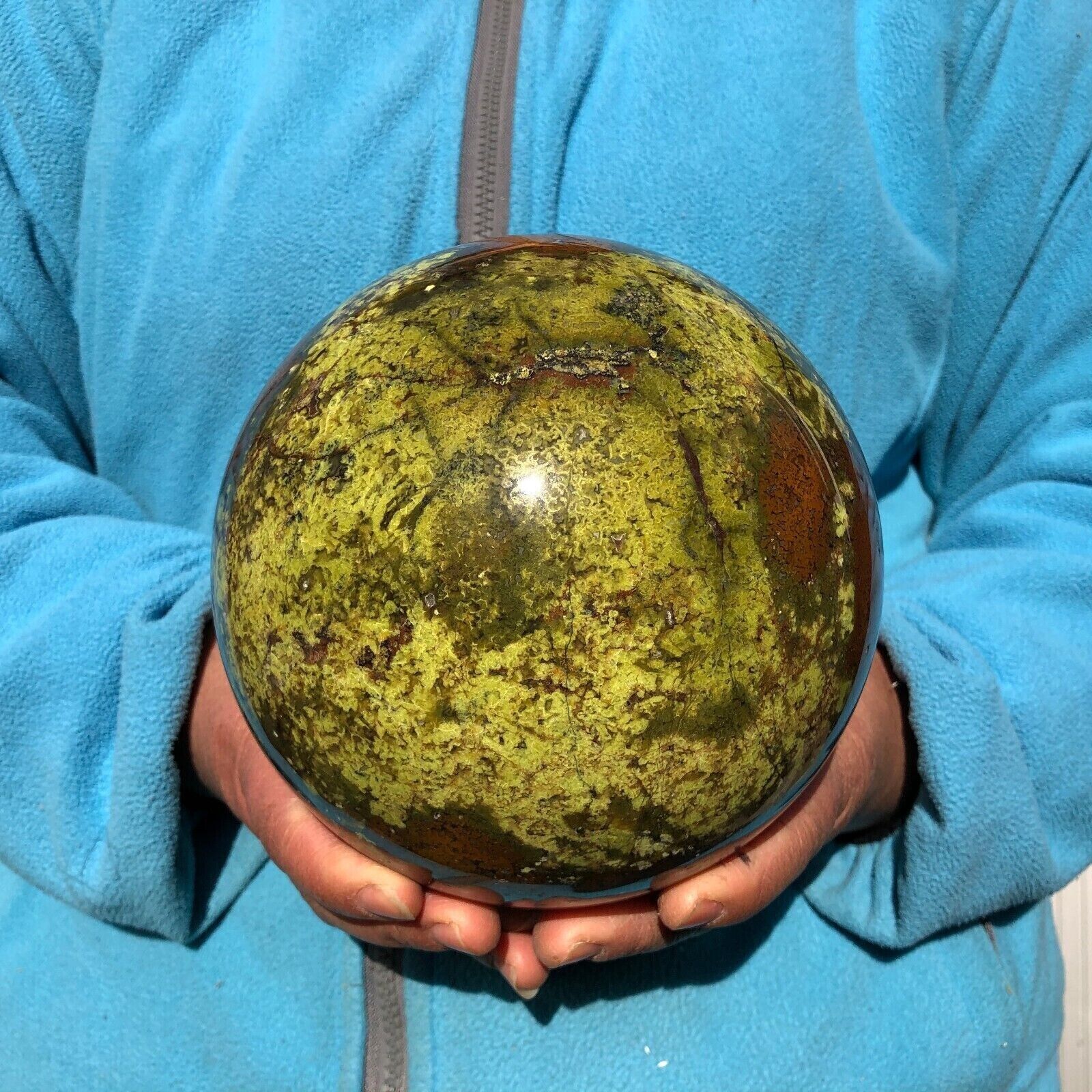 9.5 LB Natural Green Opal Quartz Sphere Crystal Ball Mineral Specimen w/ STAND