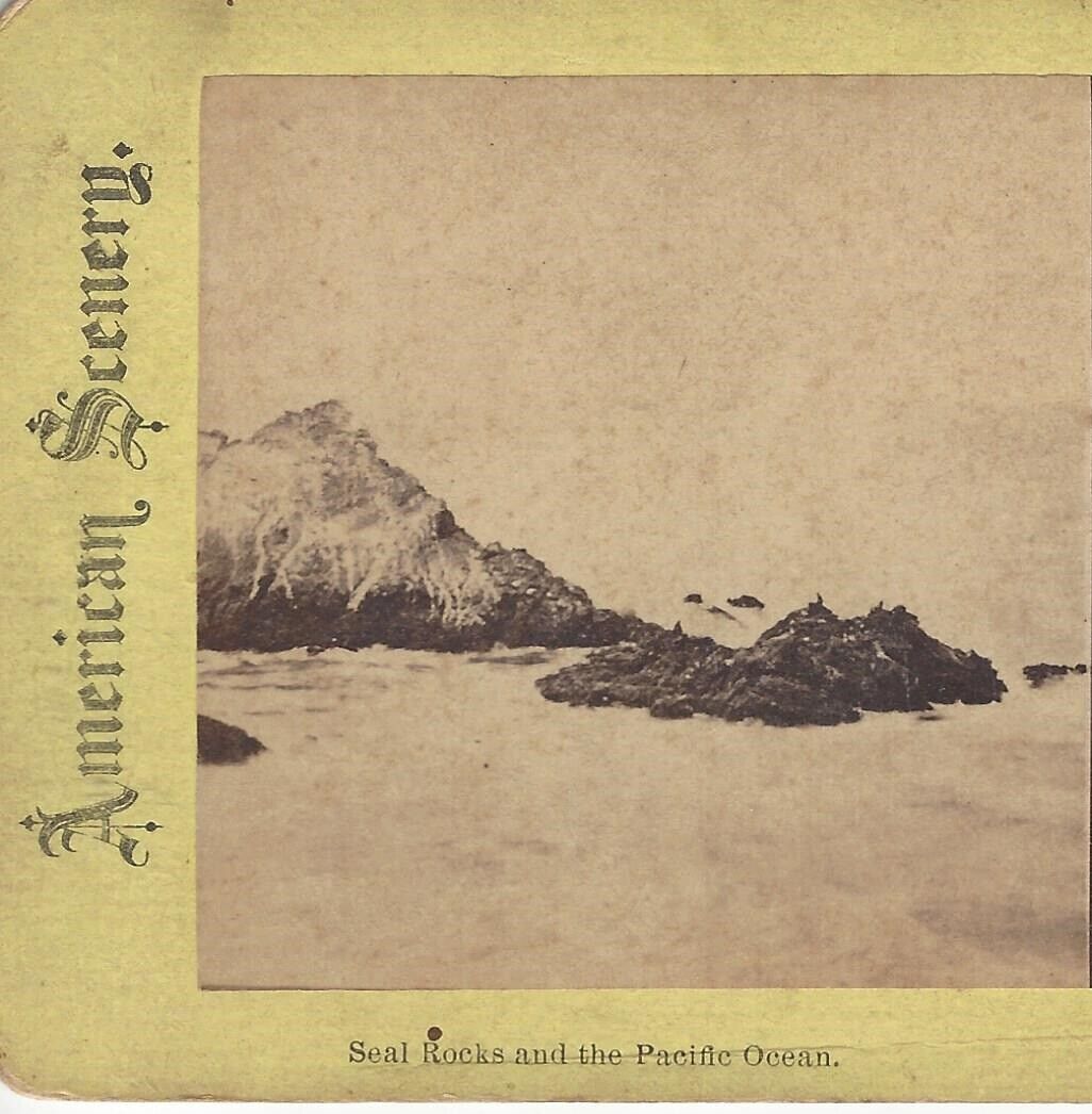 Seal Rocks, Pacific Ocean, San Francisco, California, ca 1880\'s Stereoview Card