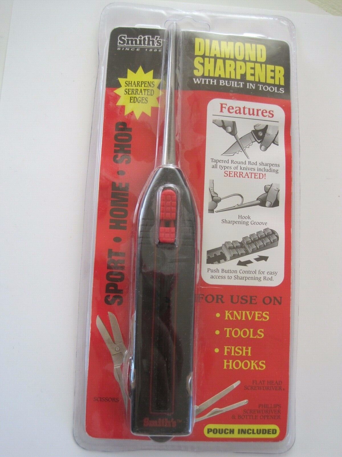 Smith\'s Diamond Sharpener Use on Knives Tools Fish Hooks NIP