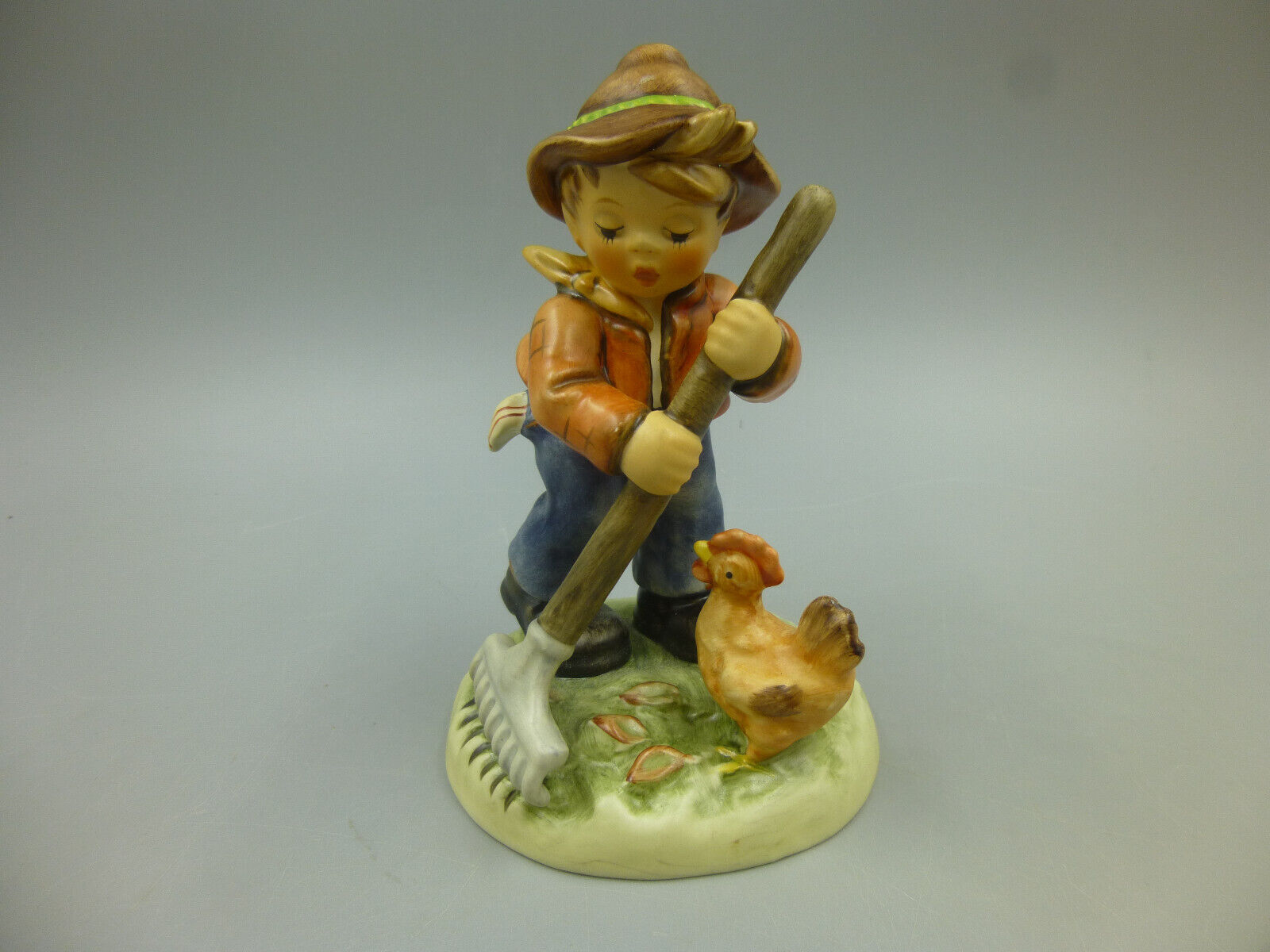 Goebel Hummel Little Farm Hand Figurine Boy, Rake, Rooster 2085 Limited Edition