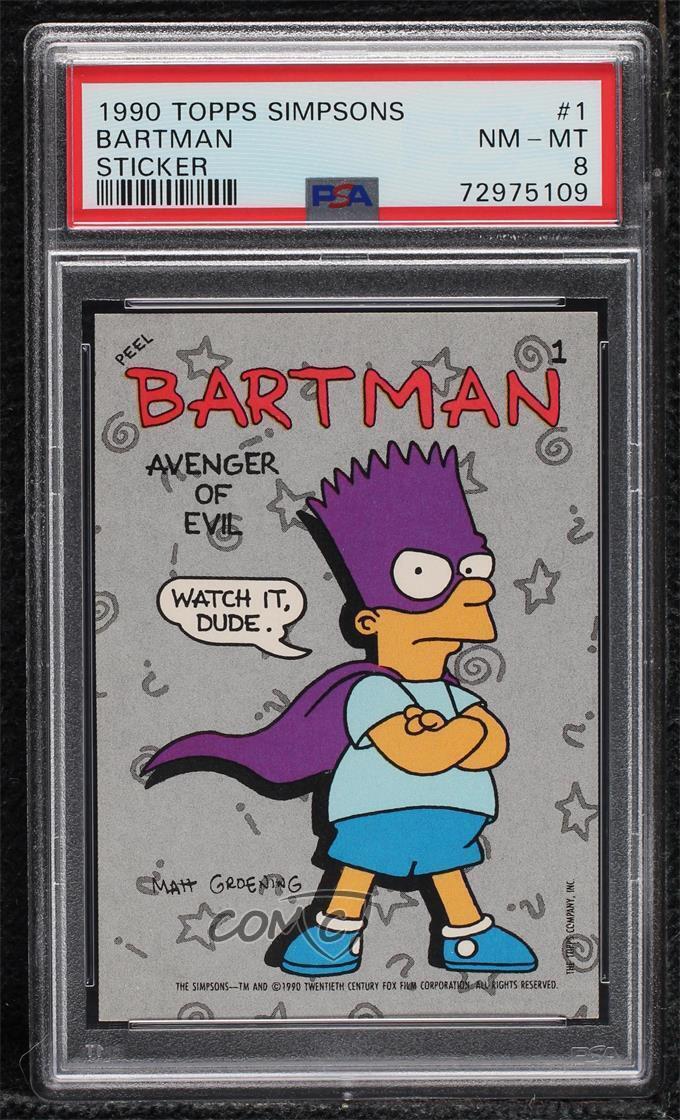 1990 Topps The Simpsons Stickers Bartman #1 PSA 8 0nr3