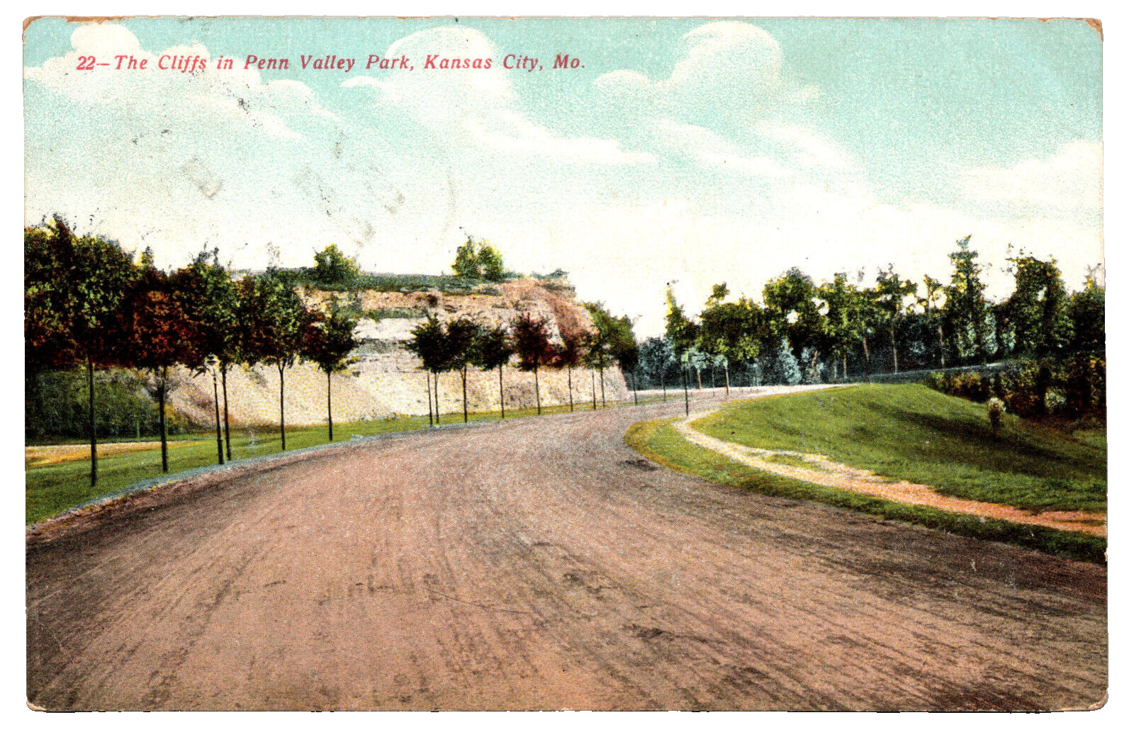Kansas City MO-Missouri, The Cliffs In Penn Valley Park, Vintage 1909 Postcard