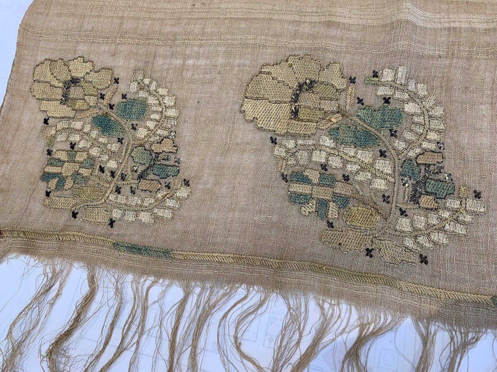 Antique Ottoman Turkish Embroidered Towel Greek Textile