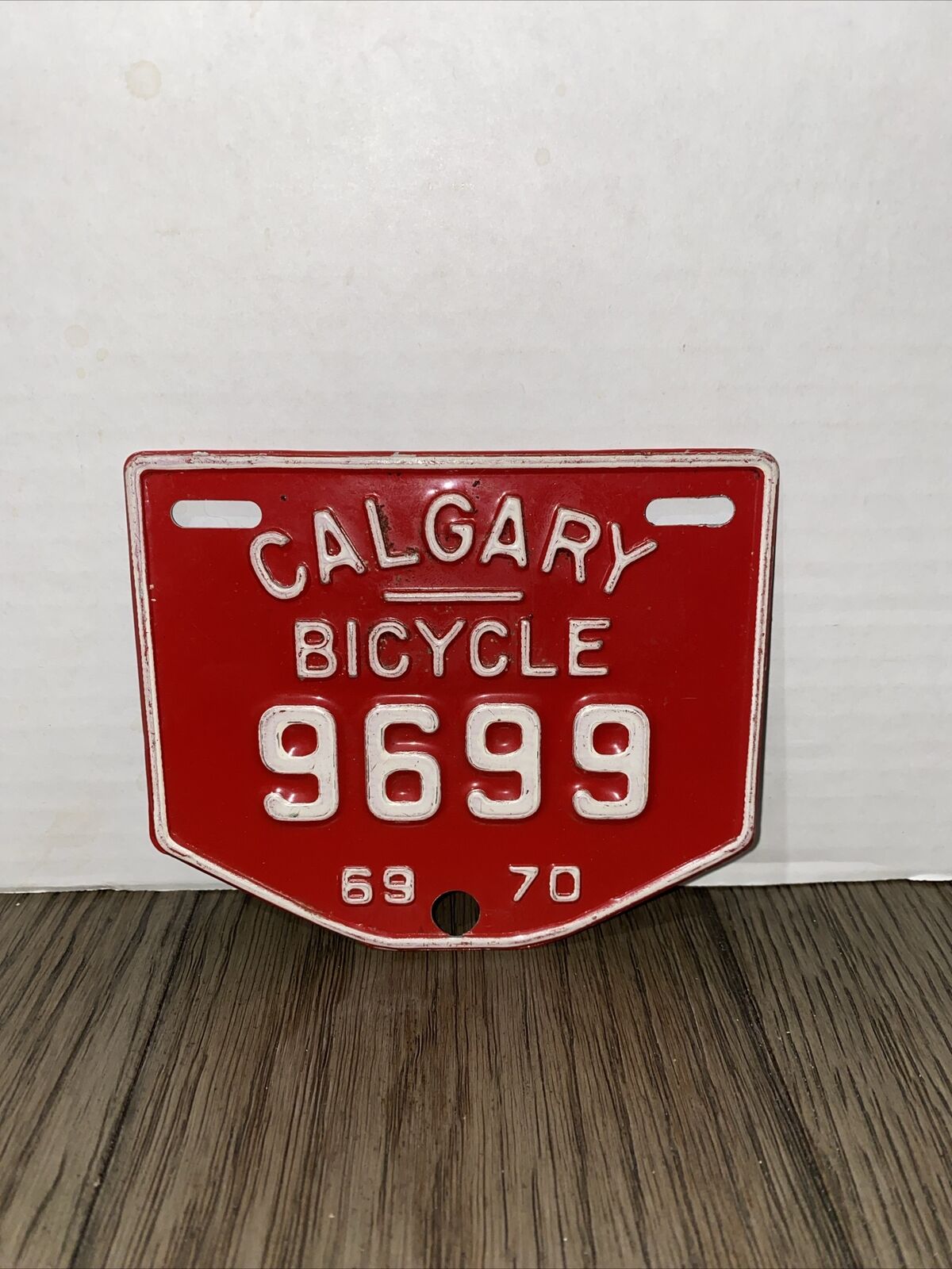 Vintage Calgary Alberta Canadian Bicycle License Plate 1969/70