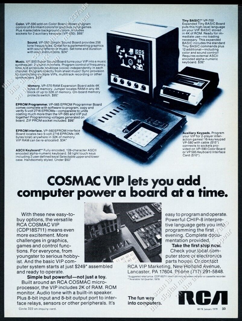 1979 RCA COSMAC VIP computer system photo vintage print ad