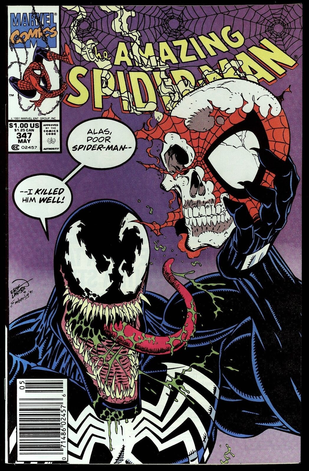 Amazing Spider-Man #347 1991 (VF/NM) Iconic Venom Cover NEWSSTAND L@@K