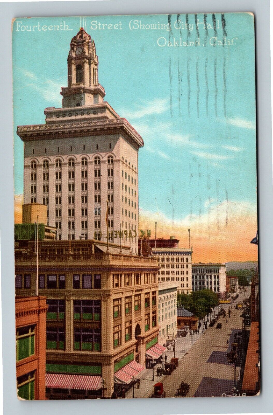 Oakland CA, Fourteenth Street, City Hall, California c1921 Vintage Postcard