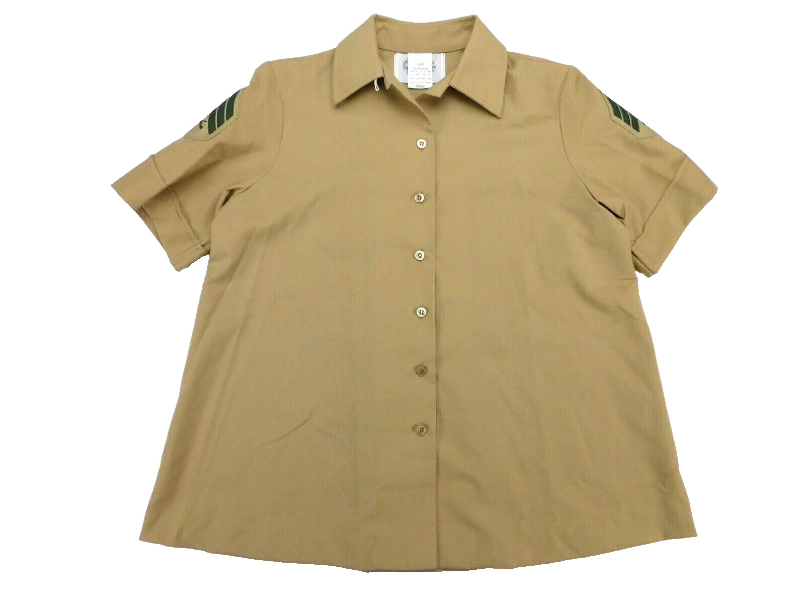 US Marine Khaki Shirt Small Womens Maternity USMC M-1 Short Sleeve Poly/Wool Top