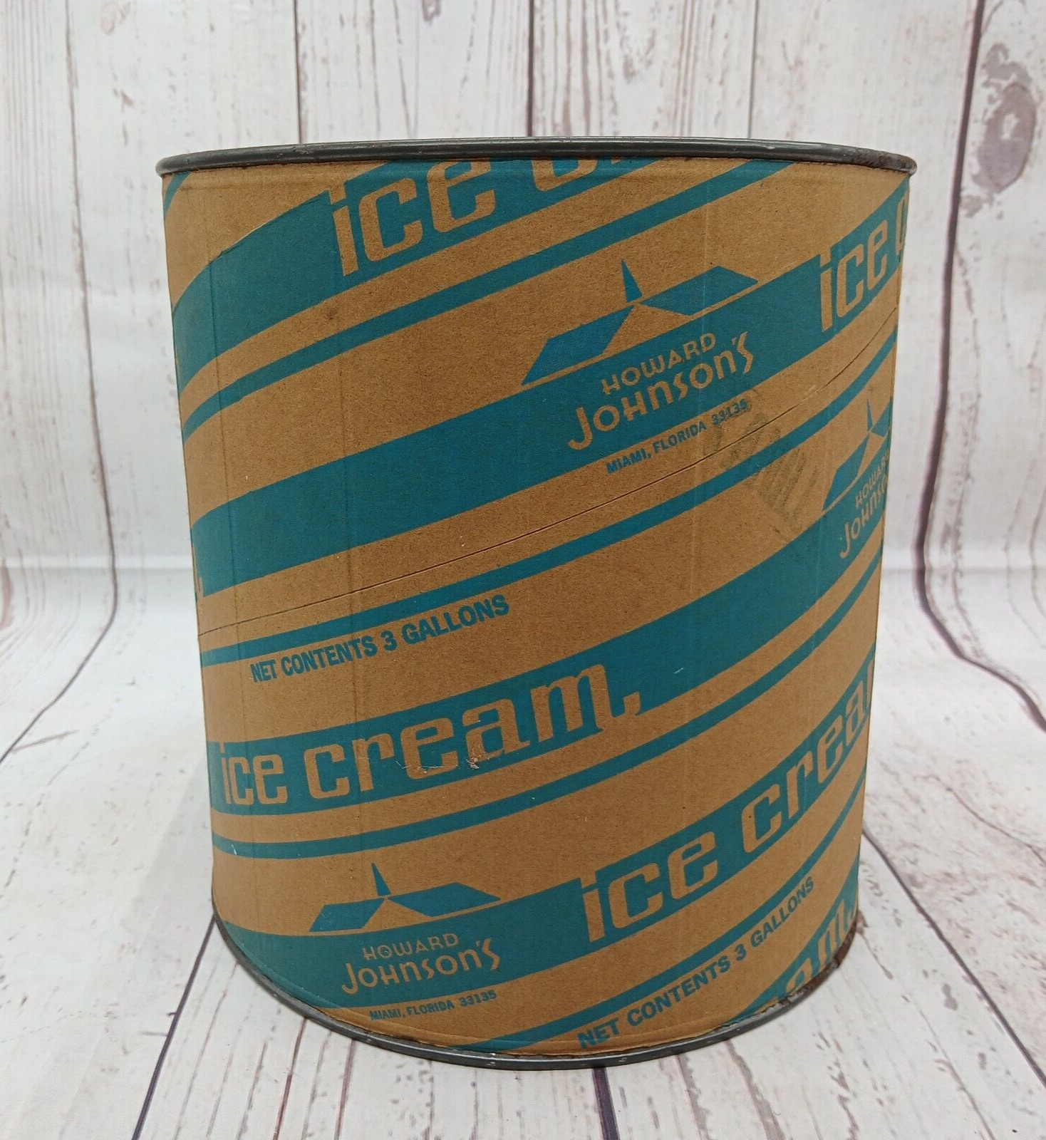 Vintage Howard Johnson’s 3 Gallon Ice Cream Container Paper Bucket Hotel