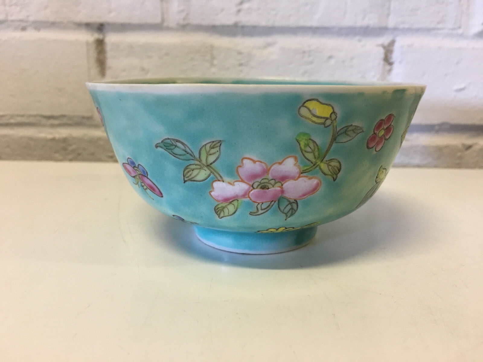 Vintage Antique Chinese 1920's / 1930's Porcelain Bowl w/ Floral Decoration