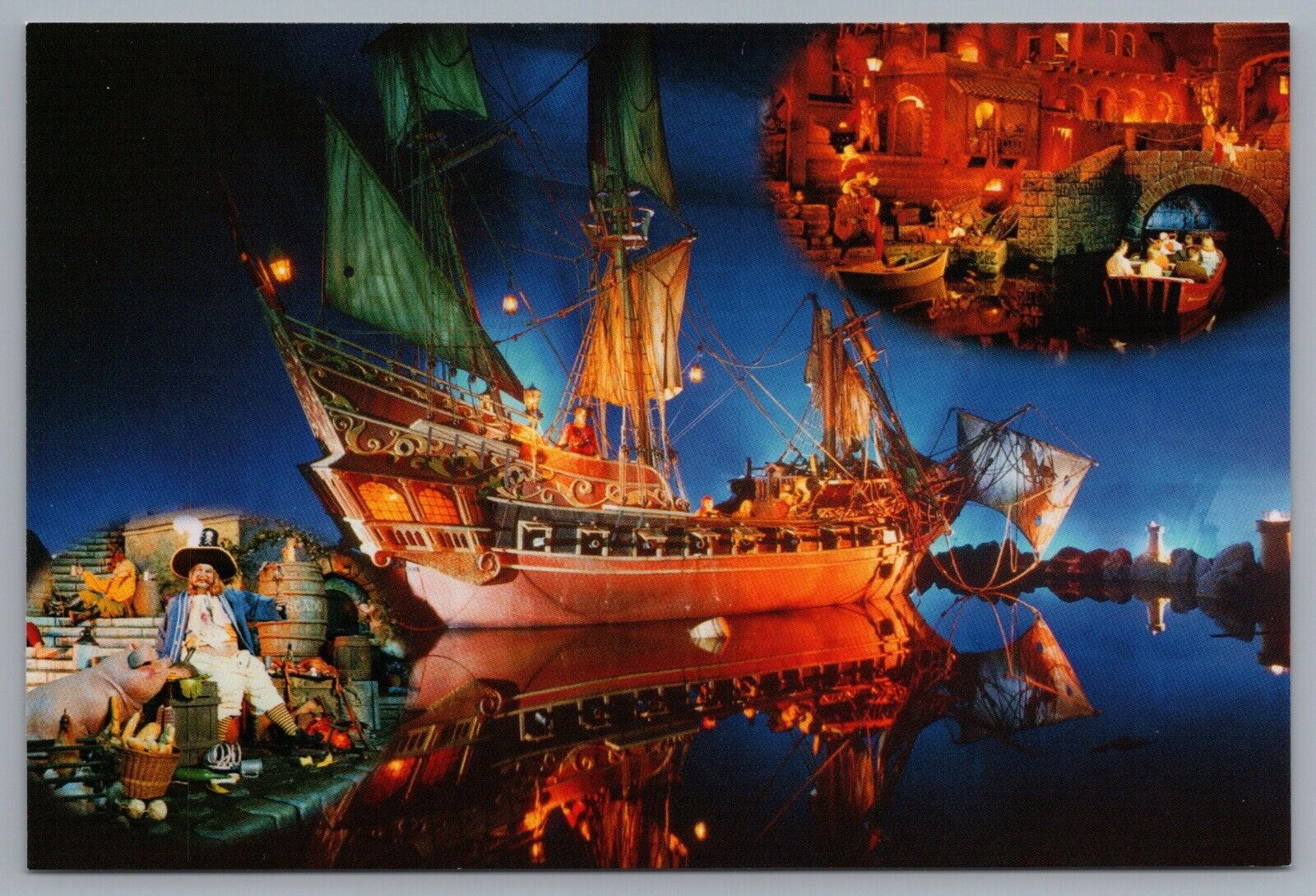 Pirates Of The Caribbean Ship Multi-View Disneyland 4x6 Postcard