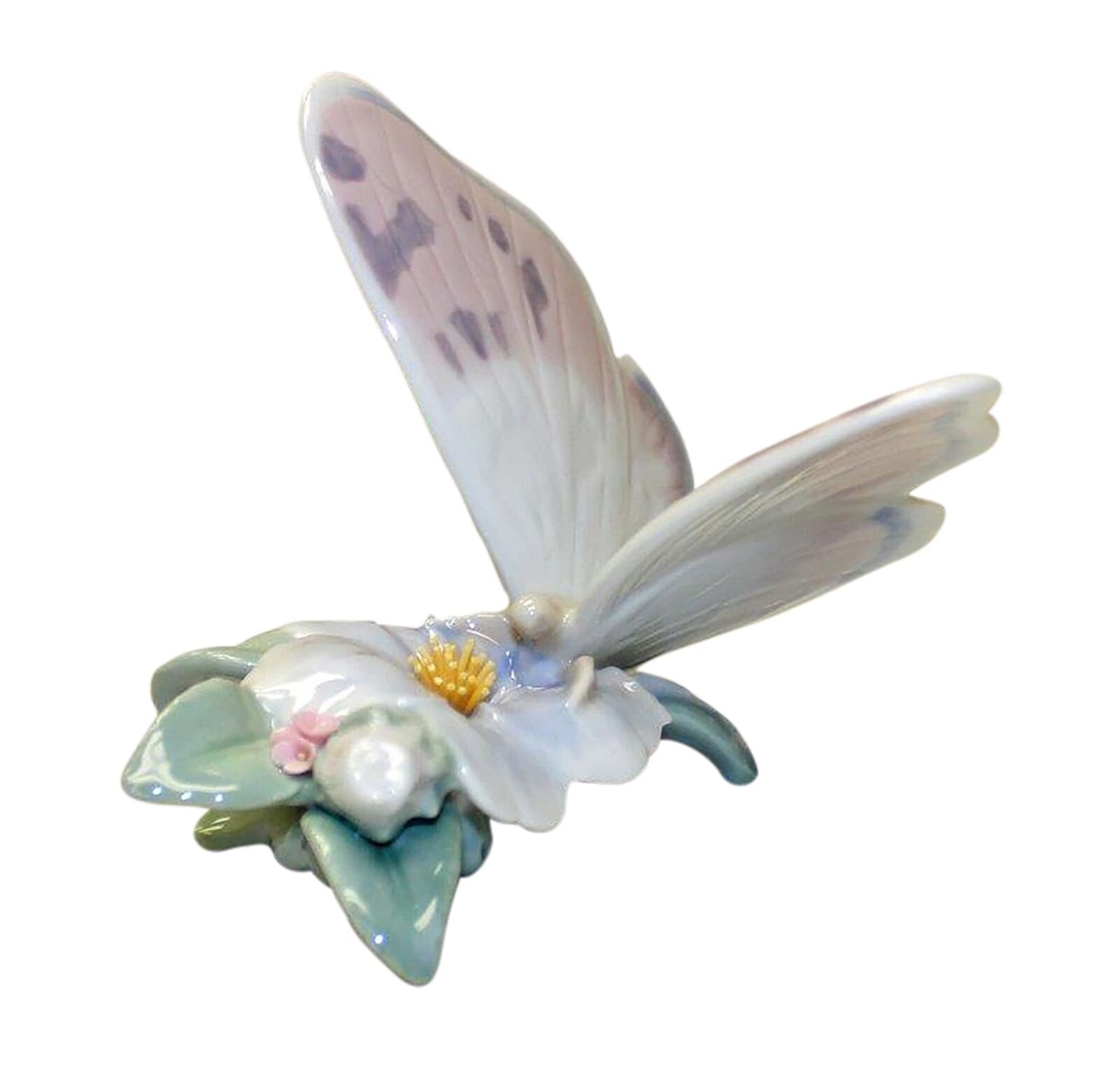 LLADRÓ Refreshing Pause Butterfly Figurine. Porcelain Butterfly Figure.