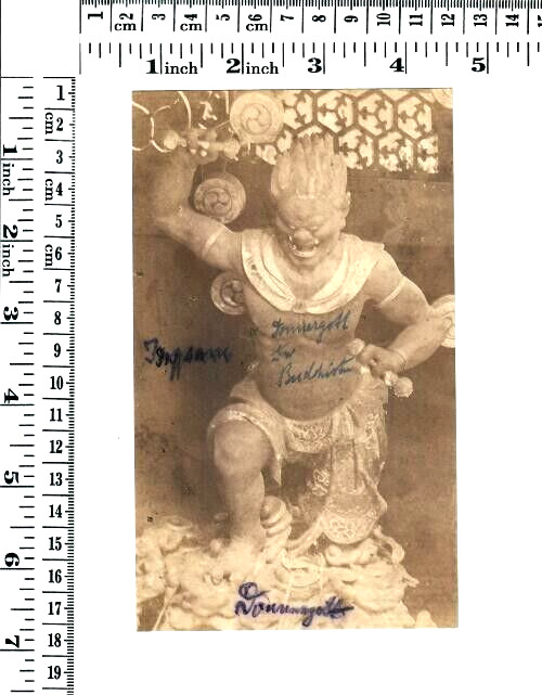 Japan China ? 2x Temple Scenes Gods in Buddhism orig. photo 1905 - good size