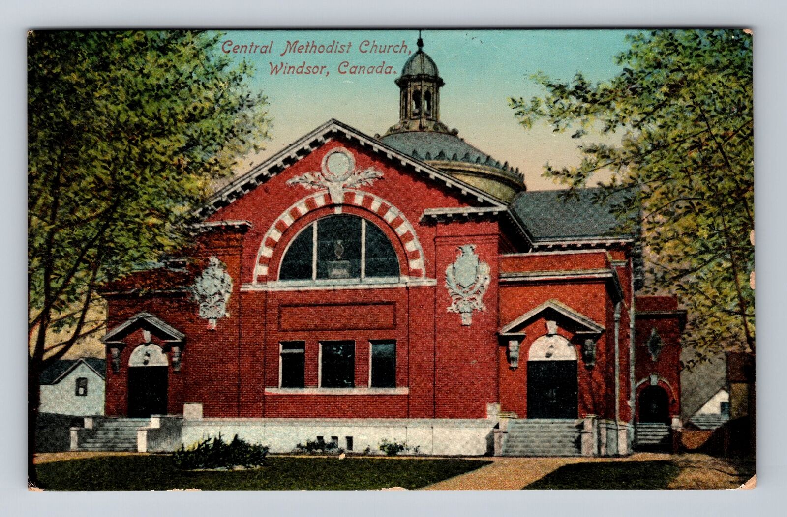 Windsor ON-Ontario Canada, Central Methodist Church, Vintage c1912 Postcard
