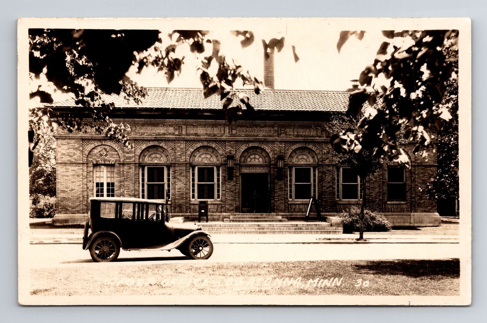Owatonna MN-Minnesota RPPC Post Office Motor Car Real Photo 1920 Old Postcard