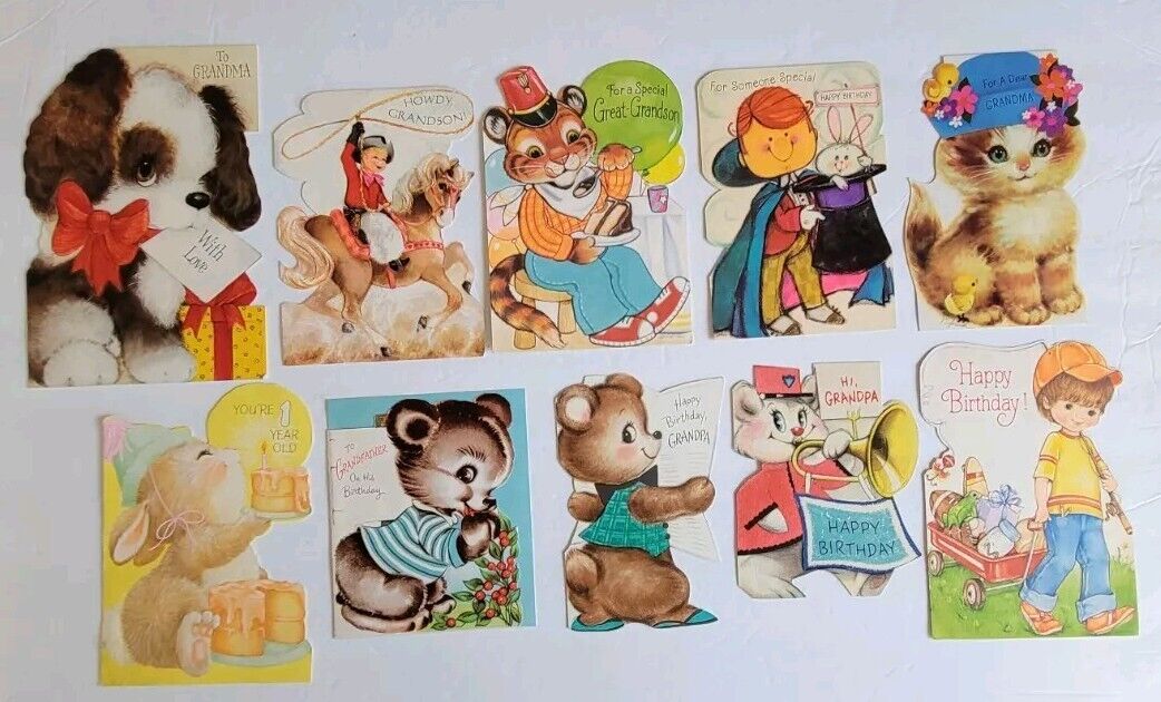 Vintage Lot 10 Children\'s All Occasion Used Greeting Cards Hallmark + More