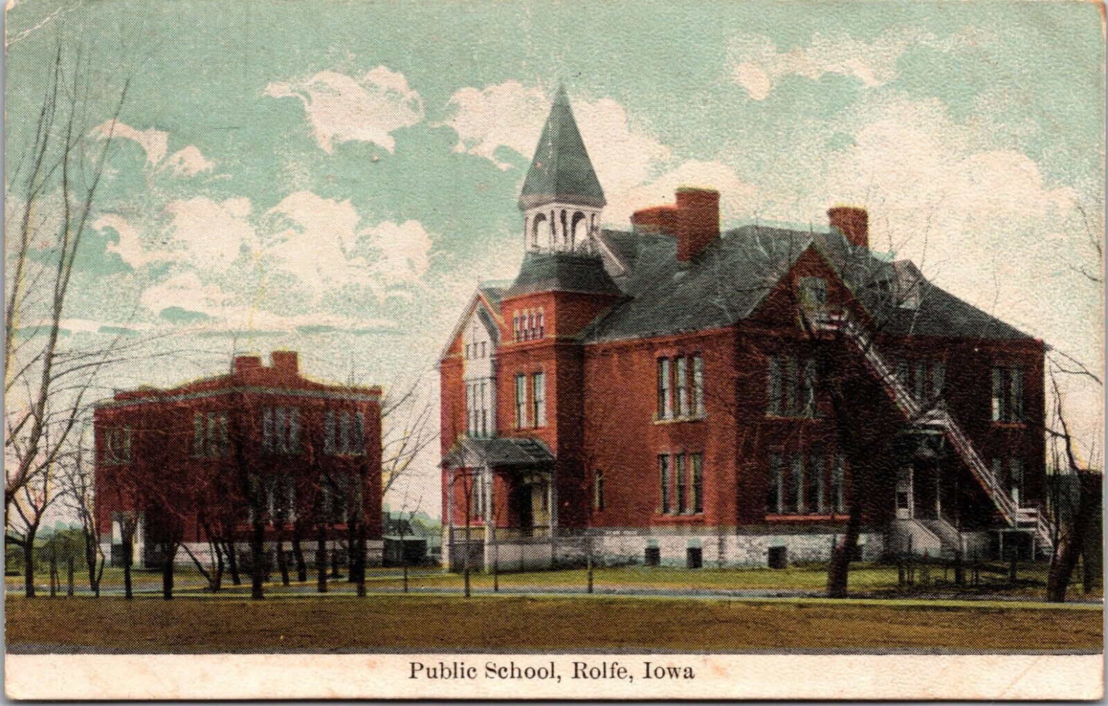 1910 Public School Rolfe Iowa IA Vintage Postcard L66