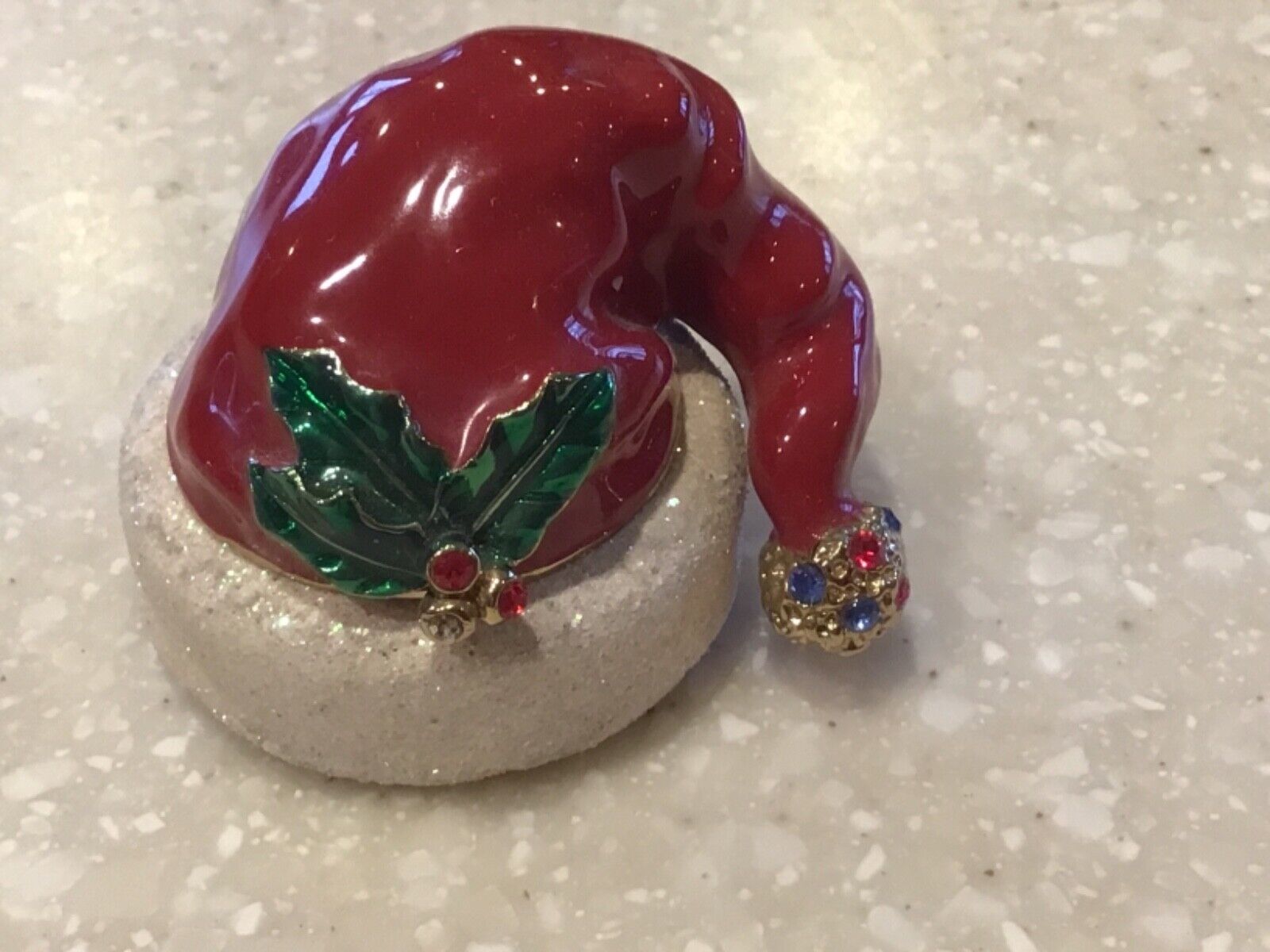 Bejeweled Santa Hat Trinket Box