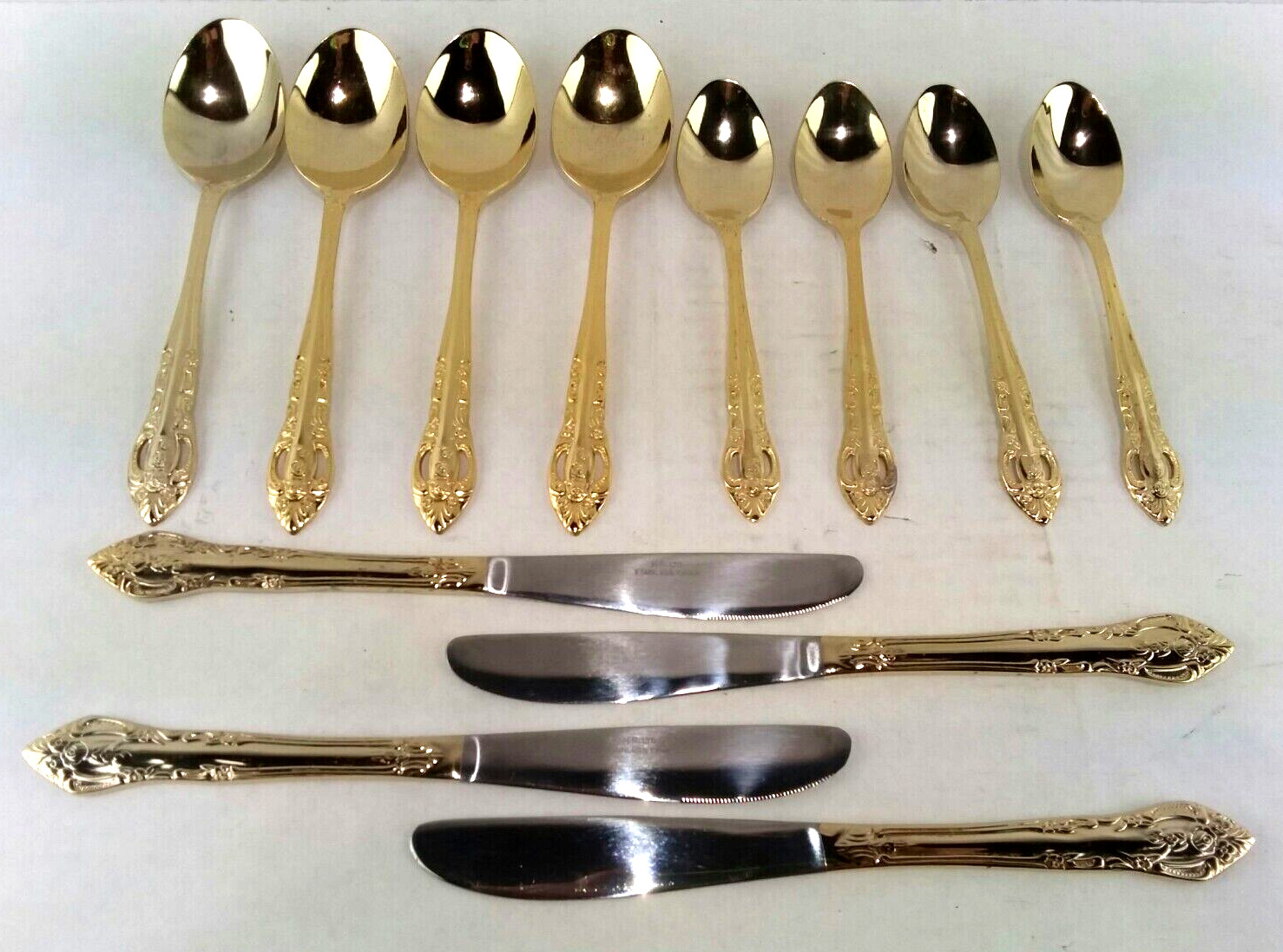 12 Pc.Hanford Forge H.F. Ltd. Pierced Rose Versailles Gold Stainless Steel
