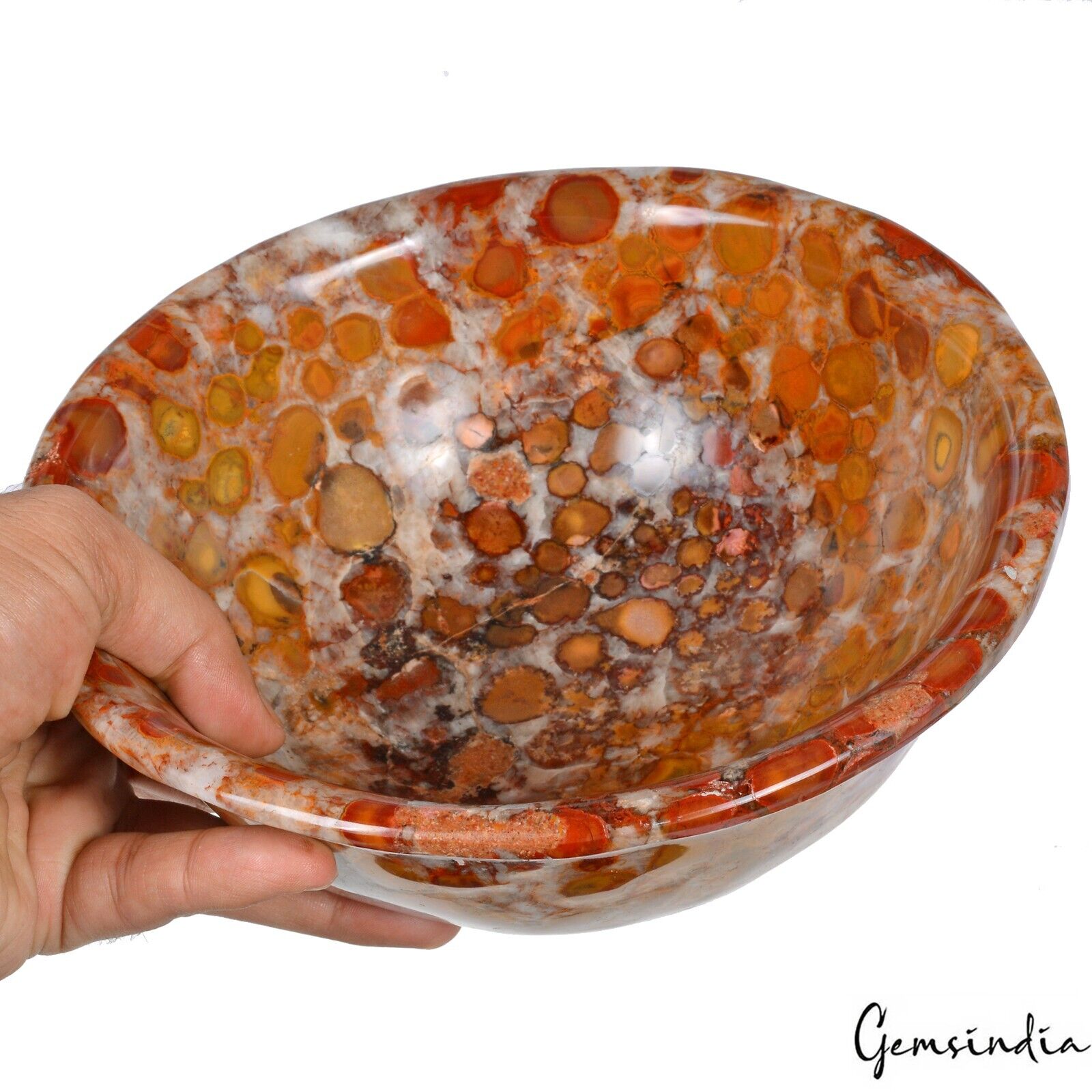 Huge Orbicular Jasper Home Decorative & Positive Energy Gemstone Bowl ~8.2 Inch