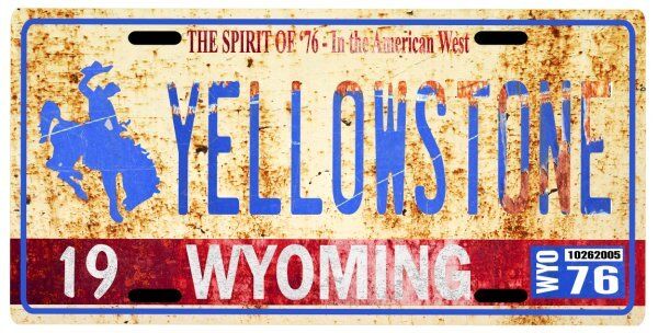 Yellowstone National Park 1976 Wyoming Souvenir Weathered License plate