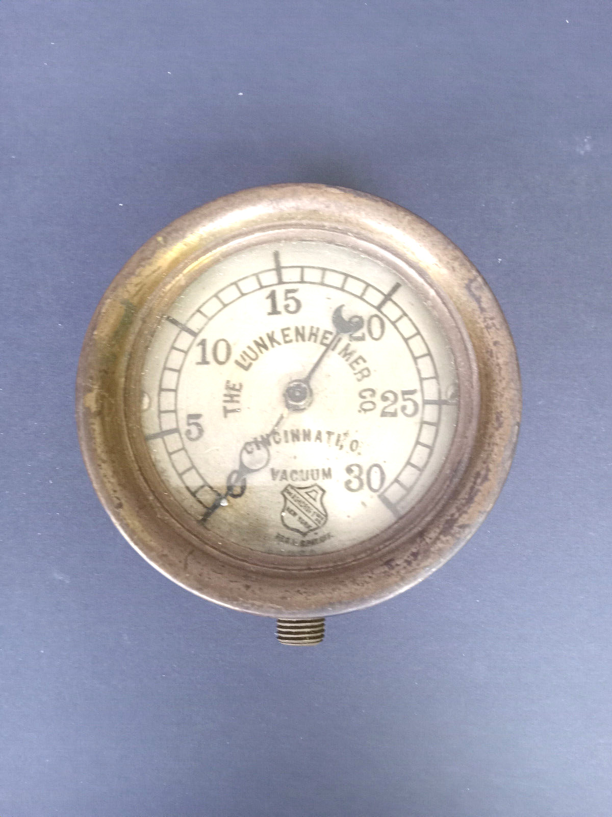 Antique Ashcroft MFG Lunkenheimer Co. Gauge Vacuum Brass 368322A