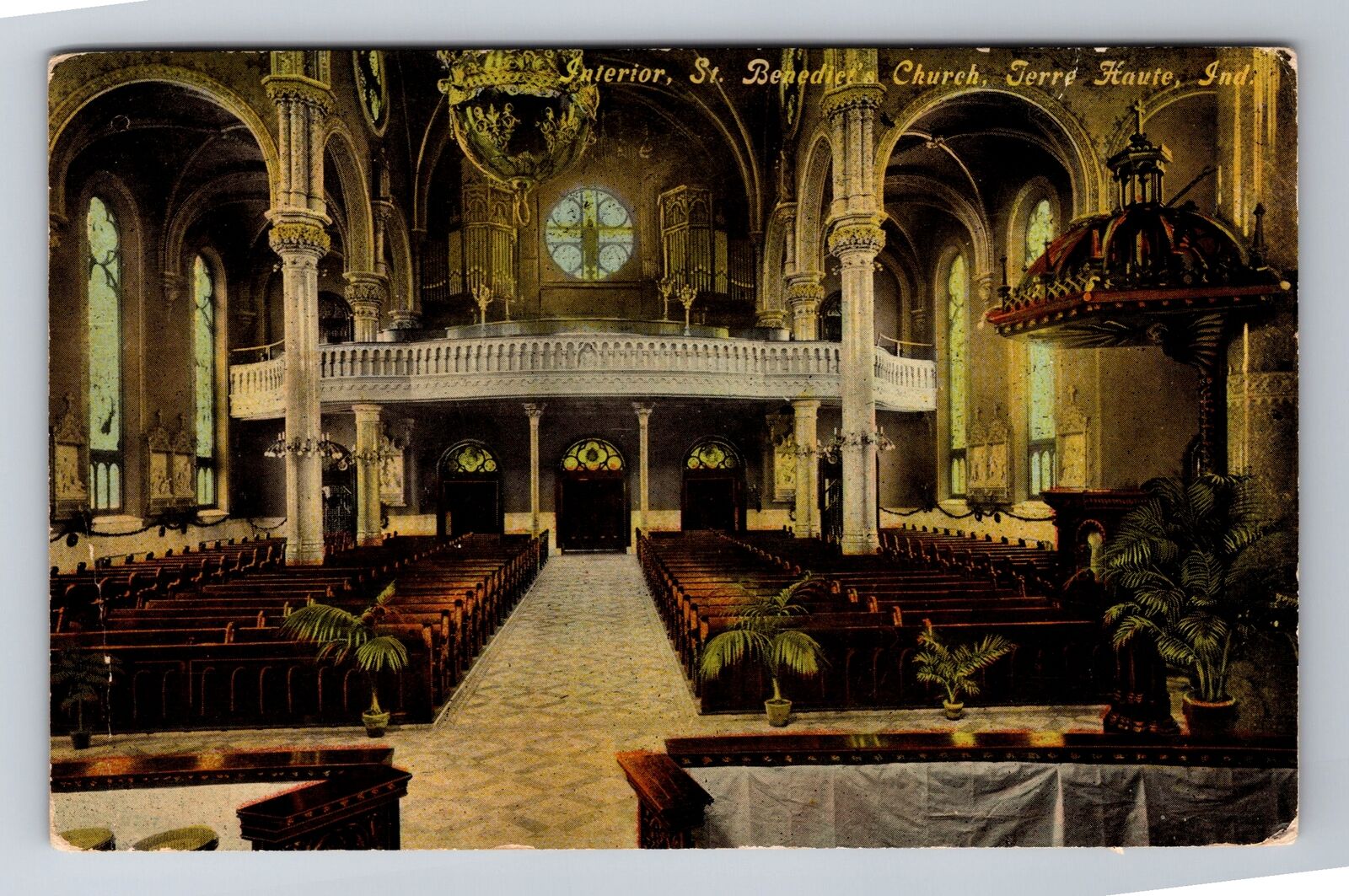 Terre Haute IN-Indiana, Interior St Benedict\'s Church, Vintage c1911 Postcard