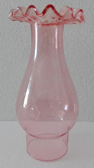 PINK  FRILL TOP  GLASS CHIMNEY ( 2 5/8\