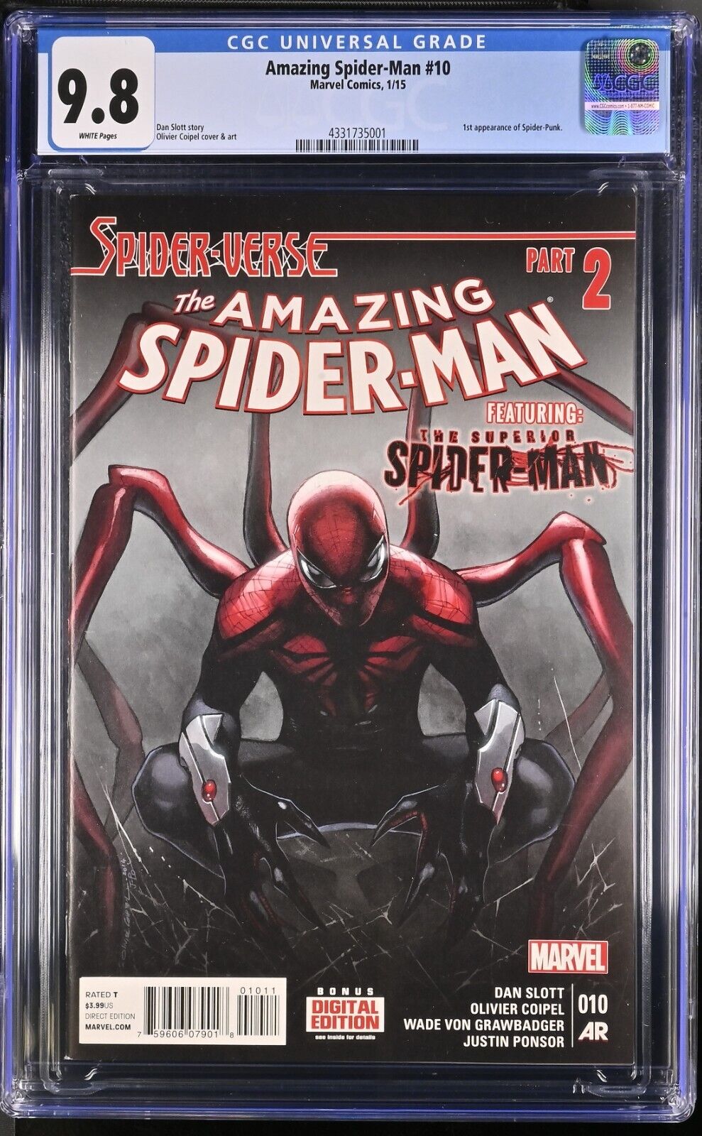 Amazing Spider-Man #10 CGC 9.8 1st app Spider-Punk Hobie Brown 2015 Marvel MCU