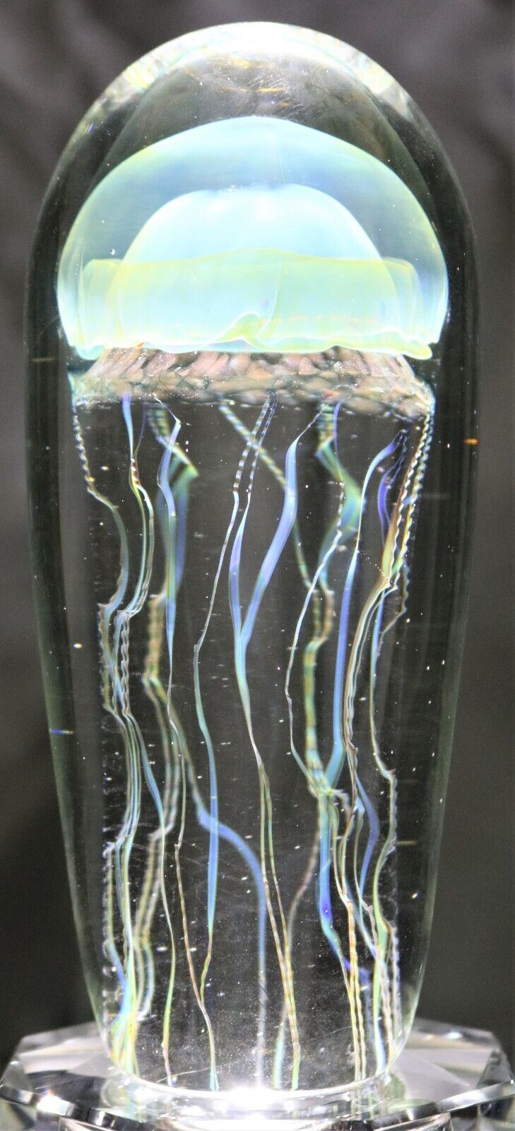 Sophisticated RICK SATAVA signed JELLYFISH Art Glass Paperweight Sculpture 6.25\