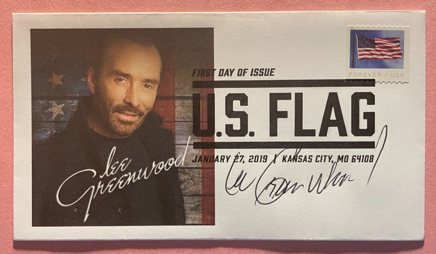 SIGNED LEE GREENWOOD FDC AUTOGRAPHED FIRST DAY COVER
