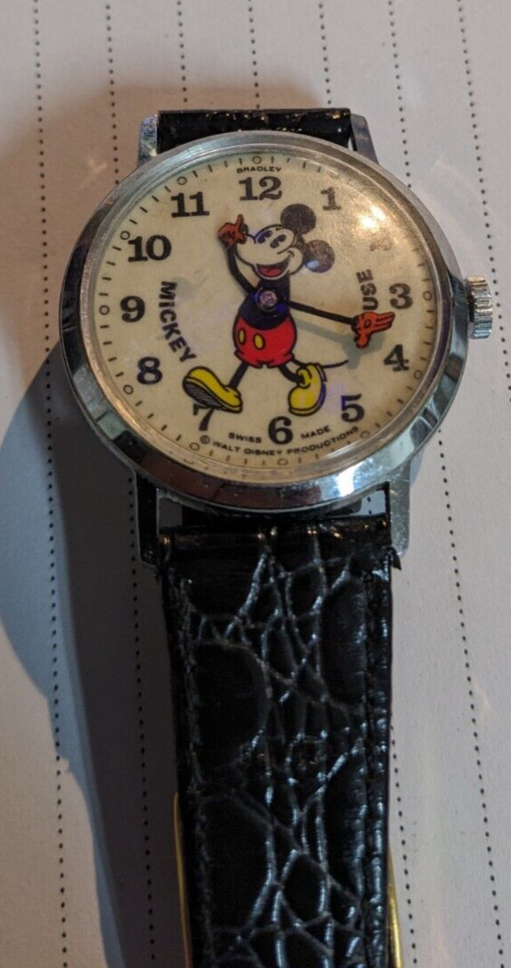 1970's Bradley Mickey Mouse Watch - Pie Eye, Swiss Made