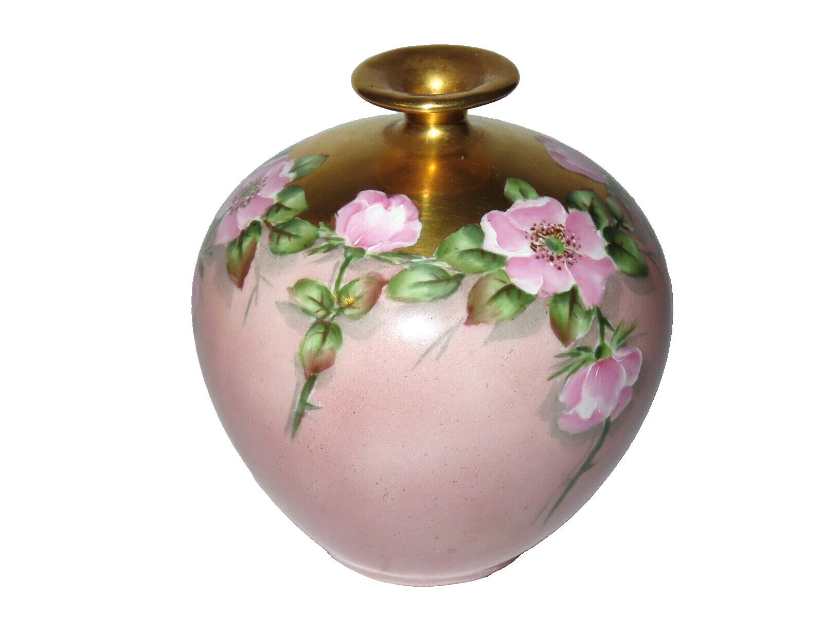 Victorian Porcelain Vienna Austria Hand-Painted Floral Bud Vase Signed Harris