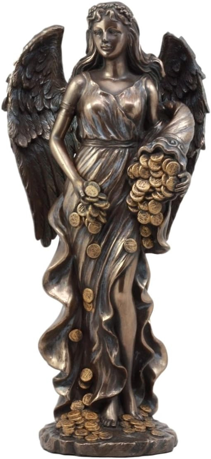 Roman Greek Goddess Fortuna with Bountiful Gold Coins Statue 11.5\