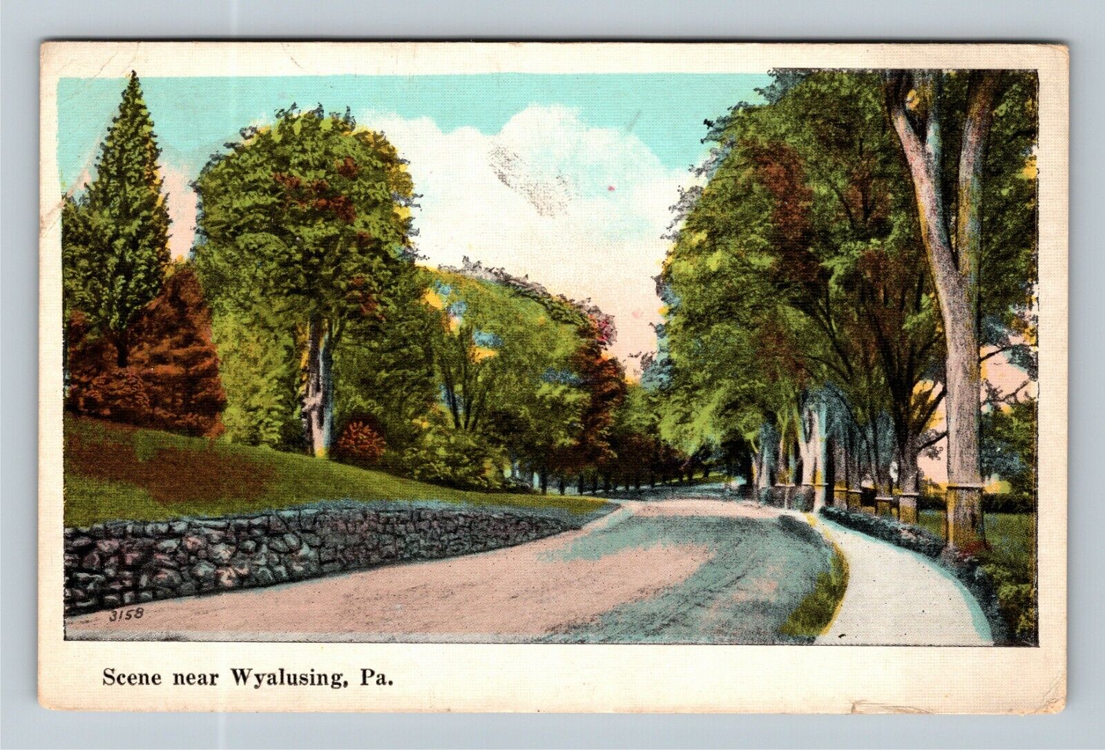 Wyalusing PA-Pennsylvania, Scenic Greeting Roadway c1923 Vintage Postcard