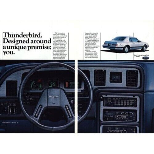 1985 Ford Thunderbird 2 Page Designed Around You Print Ad vintage 80s