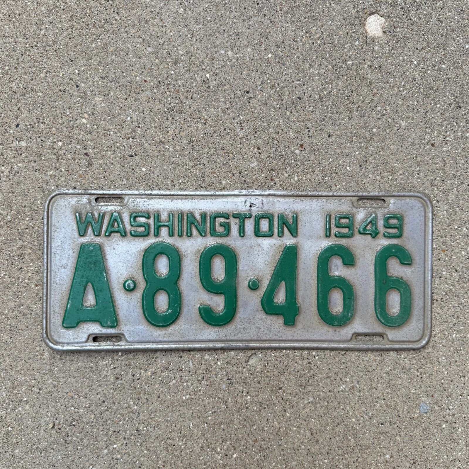 1949 Washington License Plate A 89466 King County YOM DMV Clear Ford Chevy