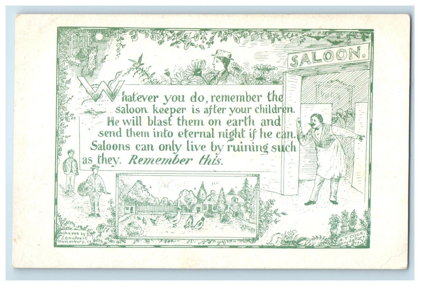 c1906 Pre Prohibition Saloon AFTER YOUR CHILDREN Anti-Alcohol Bar Postcard