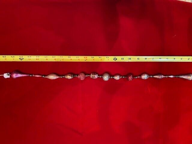 1900-1920 Antique German Hand Blown Mercury Glass Garland Wreath Icicle Indents