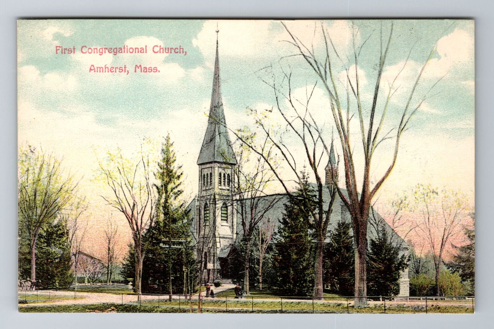 Amherst, MA-Massachusetts, First Congregational Church Antique, Vintage Postcard