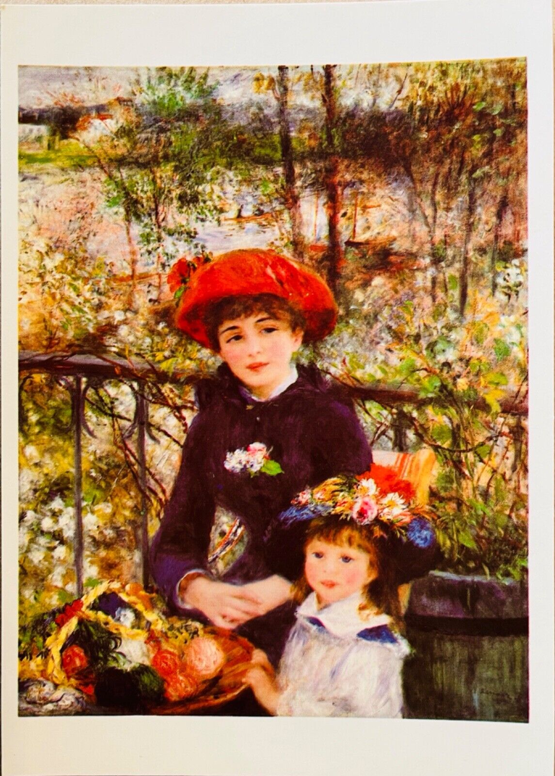 Two Sisters On the Terrace Renoir Painting 6x4 Art Postcard