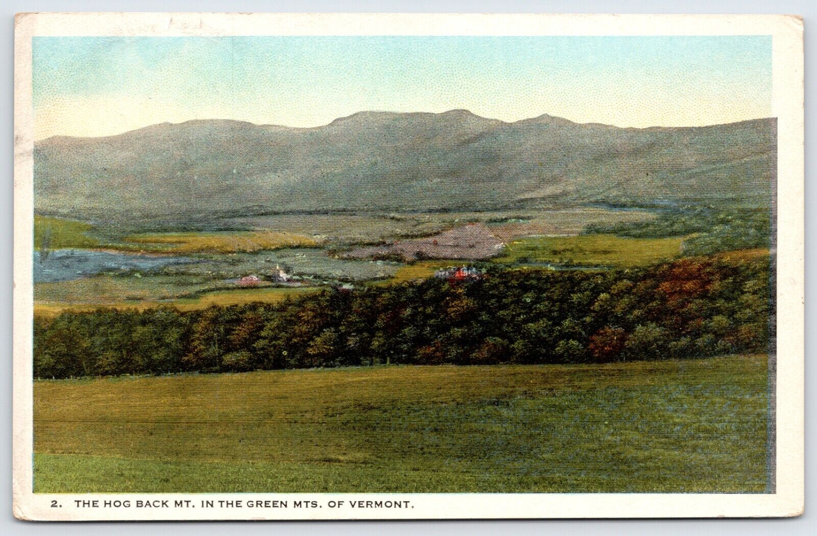 Postcard The Hog Back Mt. Aerial View, In Green Mountains Vermont Posted 1949