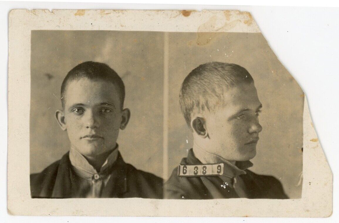 MUG SHOT 1930 ESCAPED criminal MURDERER REWARD postcard KANSAS photo MAN mugshot
