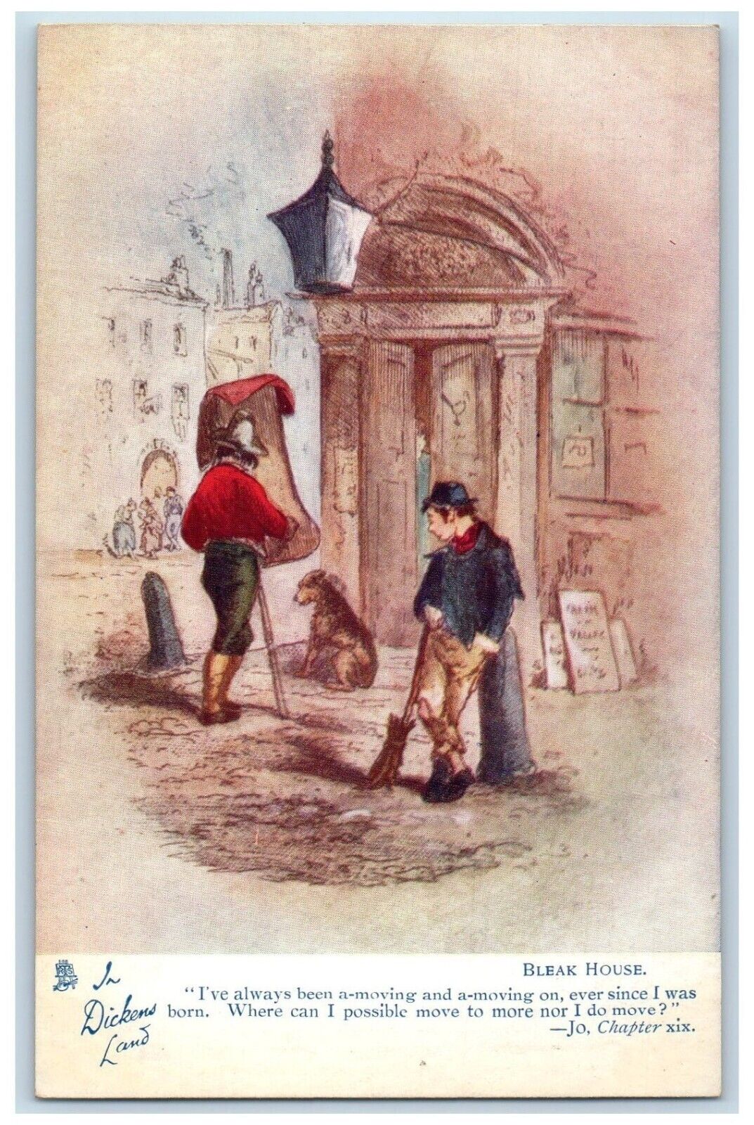 Dickens Land Bleak House Cleaning Dog Jo Chapter XIX Oilette Tuck\'s Postcard