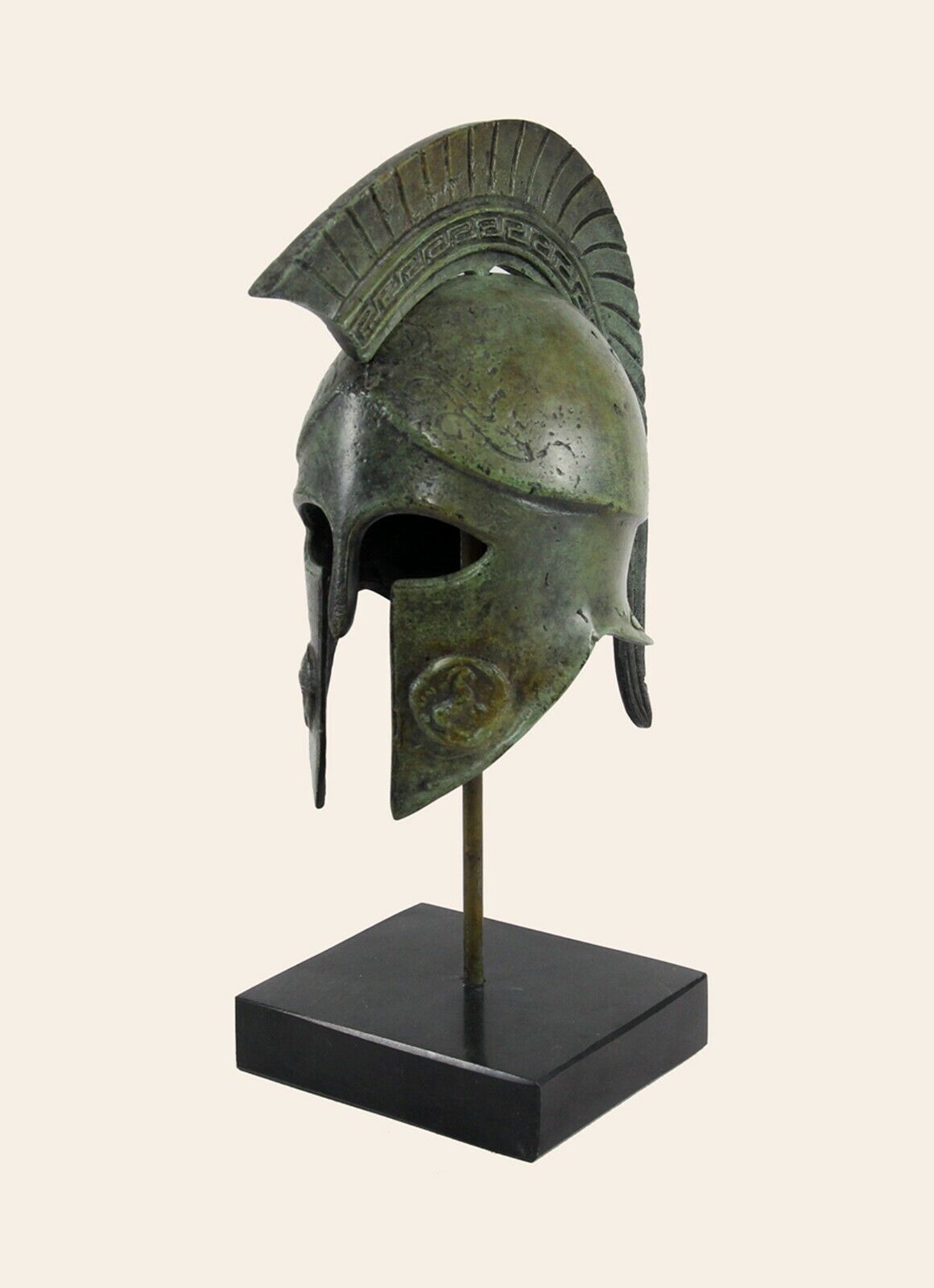 Greek Bronze Spartan Warrior Helmet with Meandros Crest