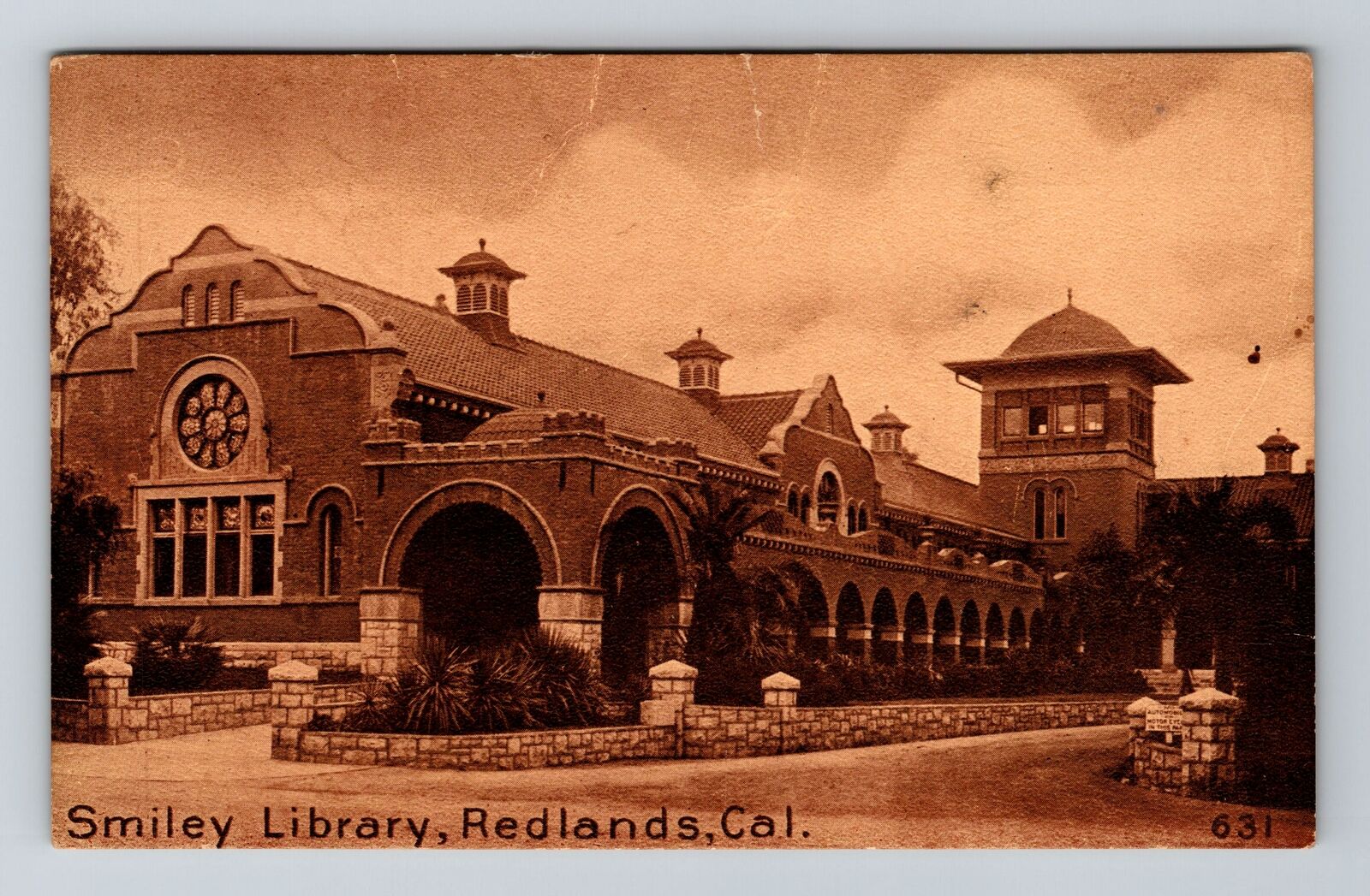 Redlands CA-California, Smiley Library, Antique Vintage Souvenir Postcard