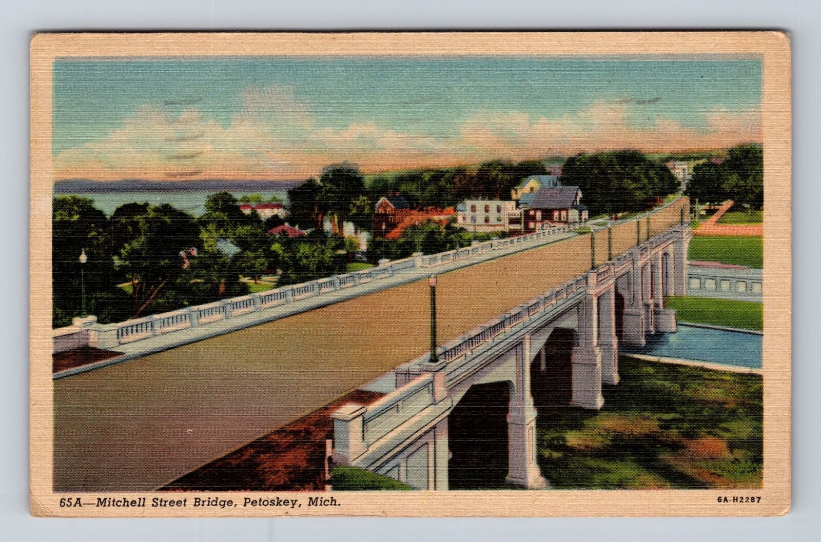 Petoskey MI-Michigan, Mitchell Street Bridge, Antique Vintage c1953 Postcard