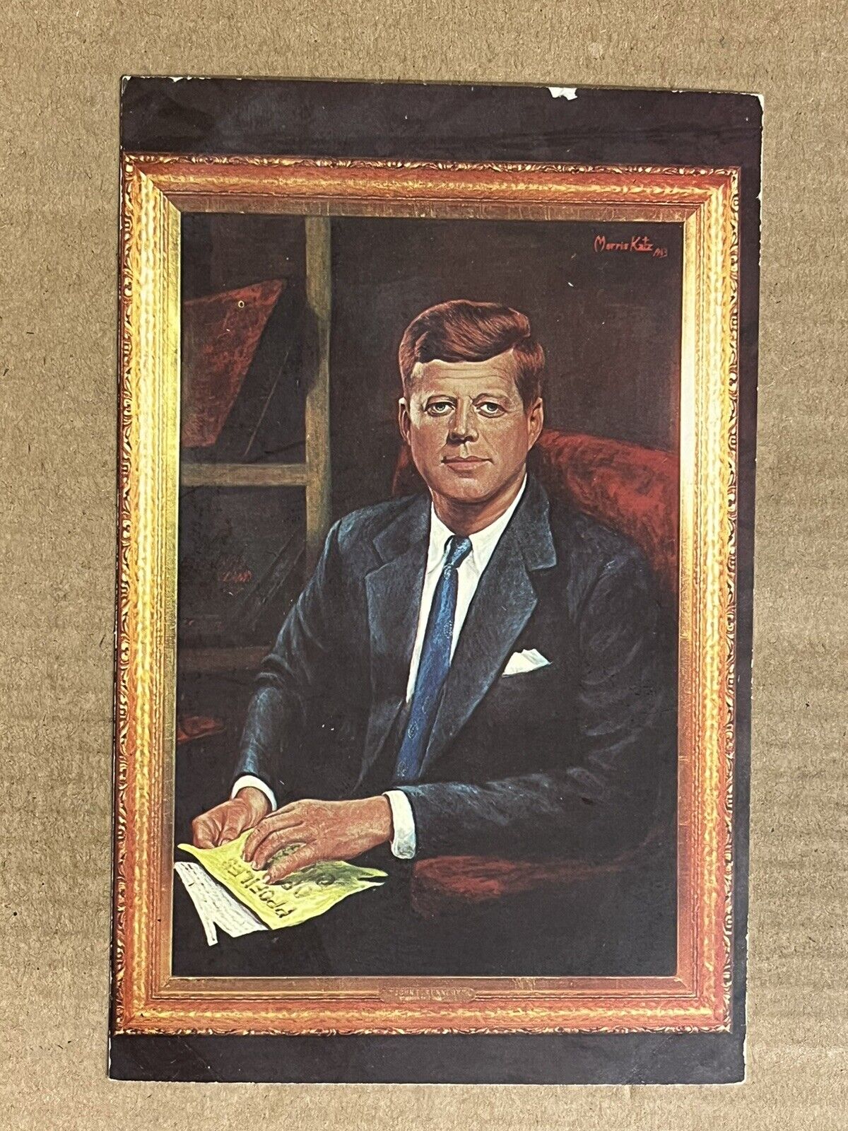 Postcard President John F Kennedy JFK Morris Katz Portrait Vintage PC