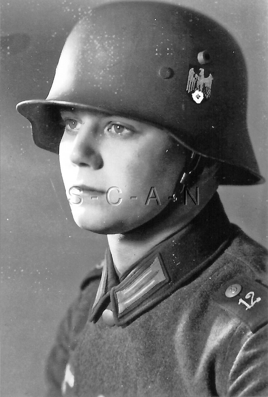 1930s-40s (4 x 6) Repro German RP- Young Army Soldier- Uniformed Youth- Helmet